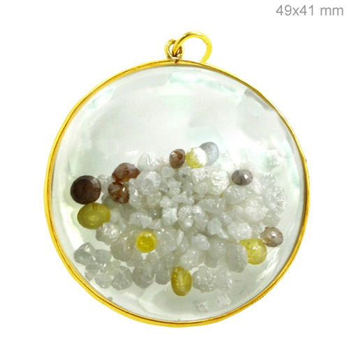 Crystal Diamond Gold Pendant - 14k Gold, 2.970 GMS, Diamond 21.83 CTS, Crystal 91.53 CTS | Elegant Design, Unique Style, Luxury Gemstones