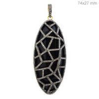 Gold Diamond Wrapped Onyx Pendant