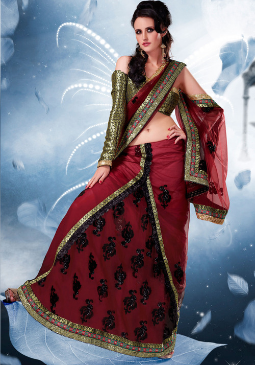Designer Net Lehenga Saree