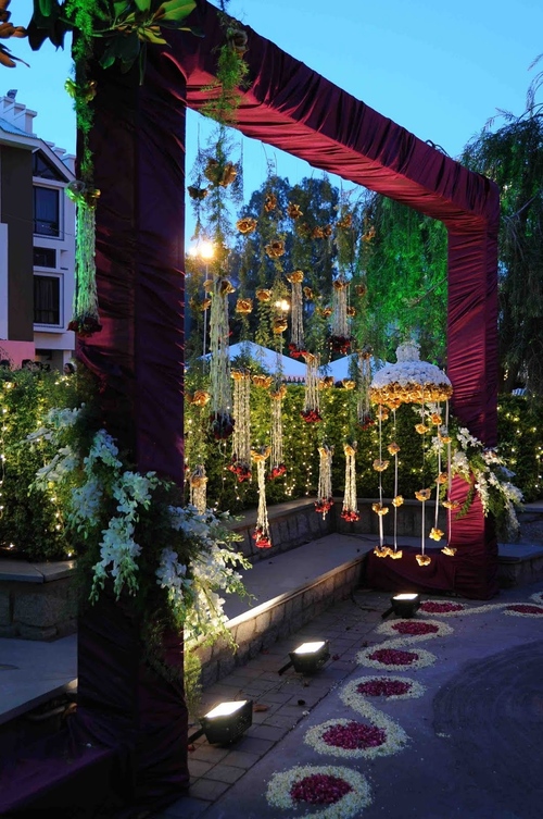 Wedding Decor and Venue Decor - Fabric and Metal, Burgundy, Variable Dimensions | Elegant Design, Customizable, Event Ready