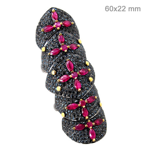 Ruby Black Spinel Knuckle Ring