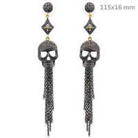 Silver Diamond Skull Earrings