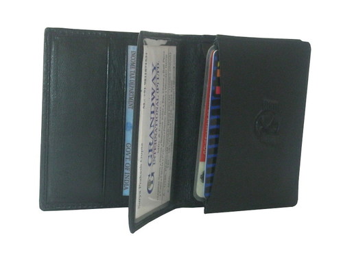 Men Leather Purse - Genuine Leather, 4x3x1 Inches, Black | 6-8 Card Slots, Snap Closure, Compact Design, Professional Look