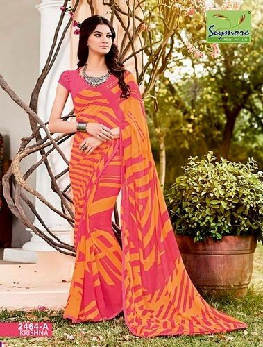 Orange Exclusive Printed Sarees