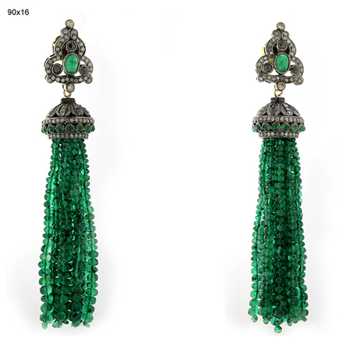 Emerald Beads Tassel Earrings Jewelry