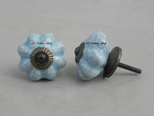 Washed Blue Crackle Knob