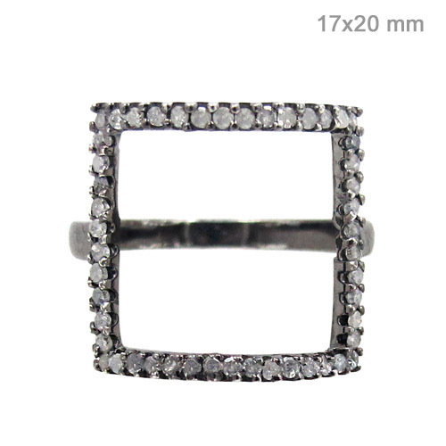 Square Cut Diamond Silver Ring