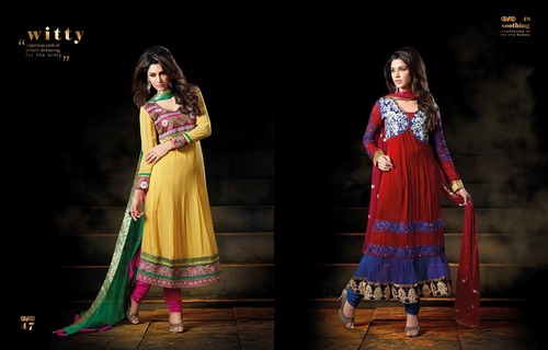 Party Salwar Kameez - Silk, 54 Inches, Red | Elegant Anarkali, Zari Work, Intricate Embroidery, Comfortable Fit