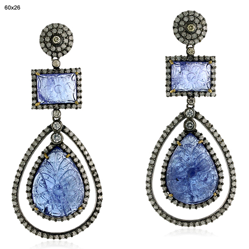 Tanzanite Diamond Dangle Earrings