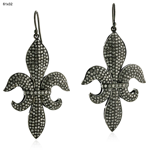 Fleur De Lis Diamond Dangler