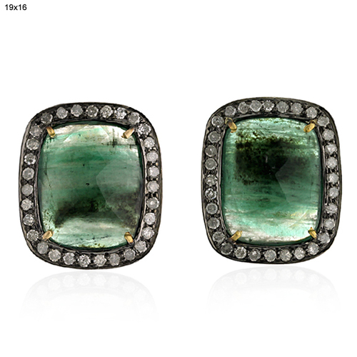Emerald Square Diamond Earrings