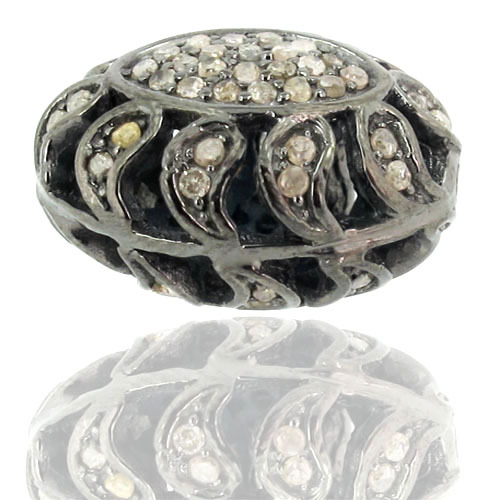 Pave Diamond Sterling Silver Spacer Bead Finding