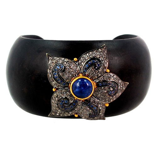 Gemstone Diamond Studded Gold Bangle