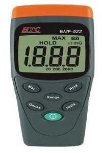 Digital Electromagnetic Field Tester Emf-522 - Plastic, 130x56x38 Mm, Gray And Orange | Accurate Measurement, 1999 Count, Easy To Use, Overload Display, 100 Hours Battery Life, Includes Carrying Case And Manual