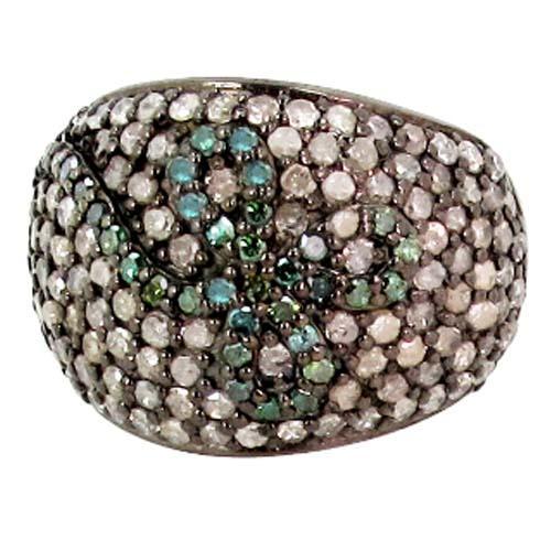 Pave Diamond Silver Thumb Ring