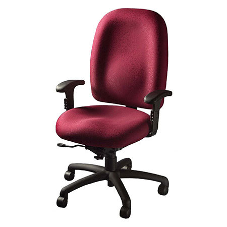 Office Chair - Fabric Metal 26x26x40 Inches Burgundy Ergonomic Support Adjustable Comfort Breathable Castor Wheels