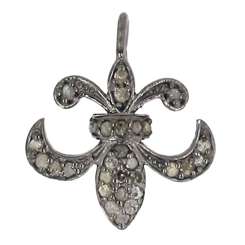 Fleur-de-lis Diamond Silver Charm Finding