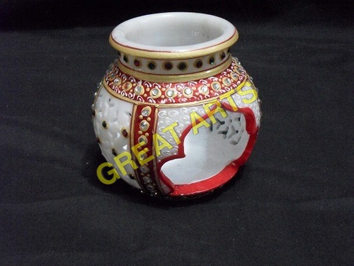 Marble Matki Candle