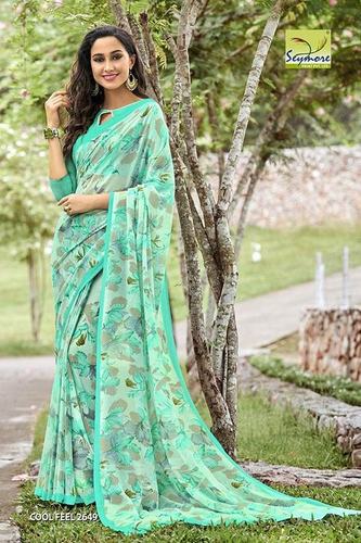 Sky Blue Indian Georgette Sarees