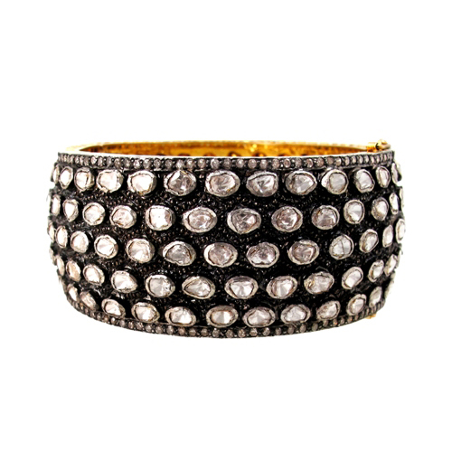 Rosecut Diamond Gold Studded Bangle
