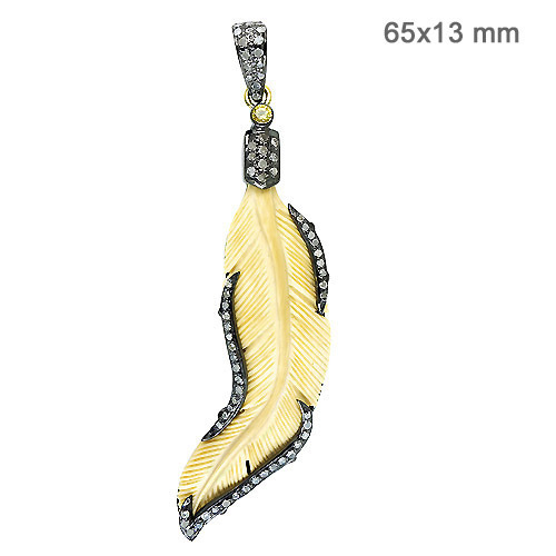 Leaf Diamond Gold Gemstone Pendant