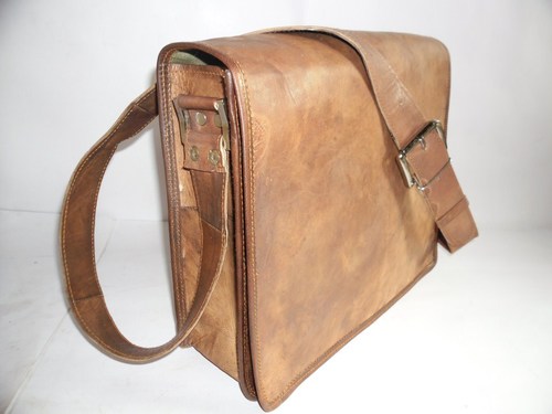 Vintage Leather Bag - Genuine Leather, 10x8x3 Inches, Brown | Buckle Closure, Adjustable Shoulder Strap, Spacious Interior