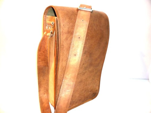 Vintage Leather Bag - Genuine Leather, 12x10x4 Inches, Brown | Buckle Strap Closure, Shoulder Strap, Classic Messenger Design