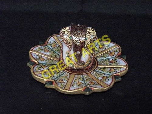 Marble Kamal Plate Ganesh 