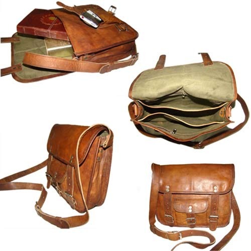 Leather Bags - Genuine Leather 12x10x4 Inches, Brown | Durable, Stylish Design, Buckle Closure, Multiple Pockets, Adjustable Strap