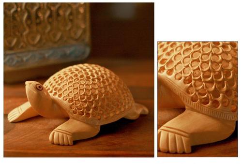 Wooden Tortoise - Handcrafted Wood, Varied Dimensions, Brown | Intricate Carving, Durable, Decorative Collectible
