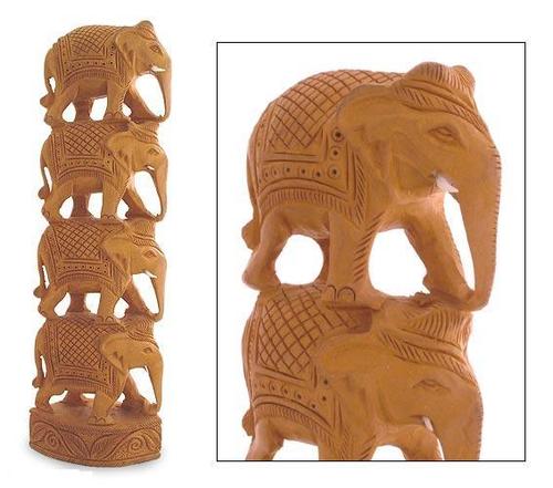 Wooden Elephant - Sheesham Wood, 12x4x4 Inches | Hand-Carved Artistry, Unique Design, Intricate Carvings, Durable Decorative Collectible