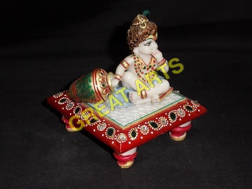 Marble Laddu Gopal + Chowki