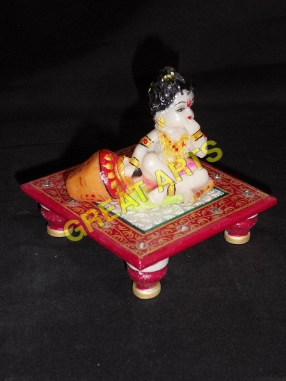 Marble Laddu Gopal + Chowki
