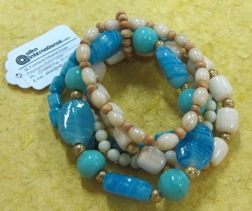 Glass wooden metal beads Bangle