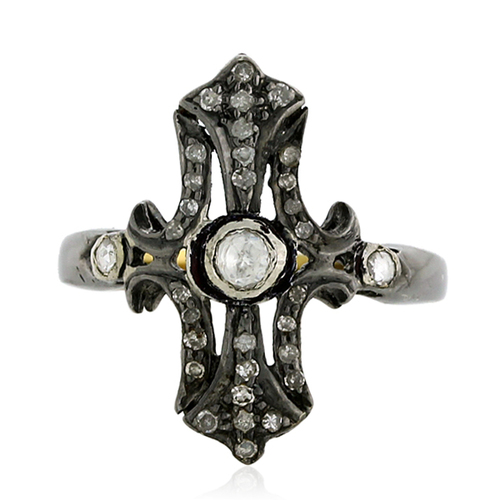 925 Sterling Silver Pave Diamond Ring Diamond Clarity: Fl