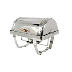 Elegant Rectangular Roll Top Chafing Dishes - Stainless Steel, 5/7/10 Liter Capacity, Silver Color | Elegant Design, Convenient Partitions, Gold Plated Knob