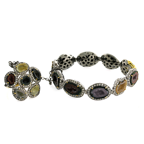 18k Gold Geode Ring Bracelet 