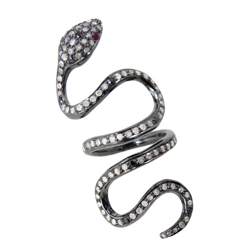 Diamond Studded Pink Tourmaline Silver Vintage Designer Ring