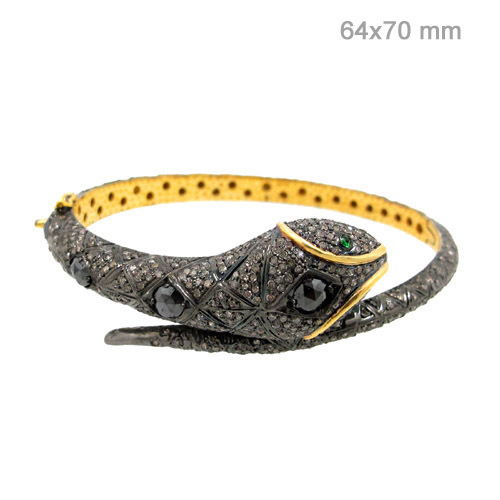 Diamond Studded Silver Vintage Bangle
