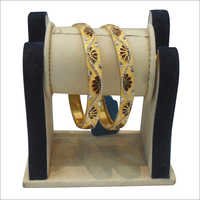 Fancy Gold Bangles - Gold, Range Of Diameters | Intricate Design, Polished Finish, Lightweight, Elegant Look