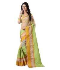 Multi Color Stylish Tussar Silk Saree - Silk Fabric, Customized Size Up To 42" | Printed Pattern, South Style, Ideal For All Seasons