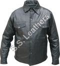 Leather Shirts - Genuine Leather, Size S-XXL, Black | Button-Down Closure, Comfortable, Durable, Stylish, Versatile, Two Chest Pockets