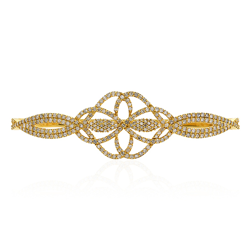 18k Gold Pave Diamond Palm Bracelet