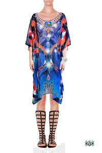 Digital Print Embellished Short Beachwear Kaftan