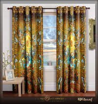 Yellow Digital Print Luxury Designer Room Door Curtain