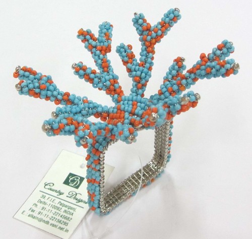 glass beaded coral design Napkin Ring