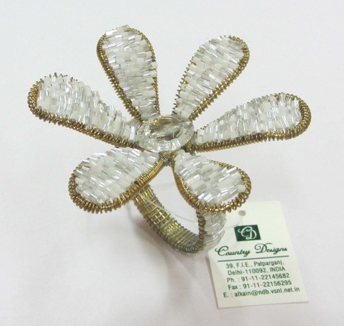 glass beded flower Napkin Ring