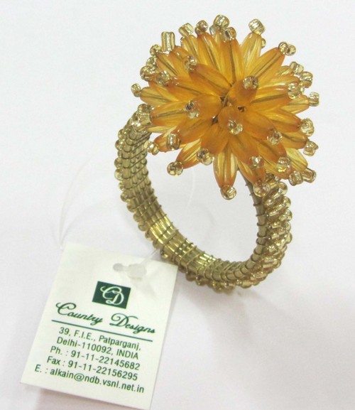 glass beded flower Napkin Ring