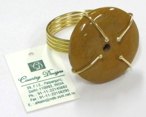 natural stone & brass combo Napkin Ring