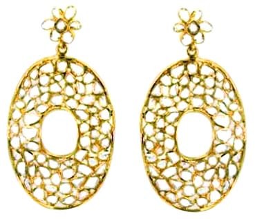 14k Yellow Gold Diamond Designer Earrings